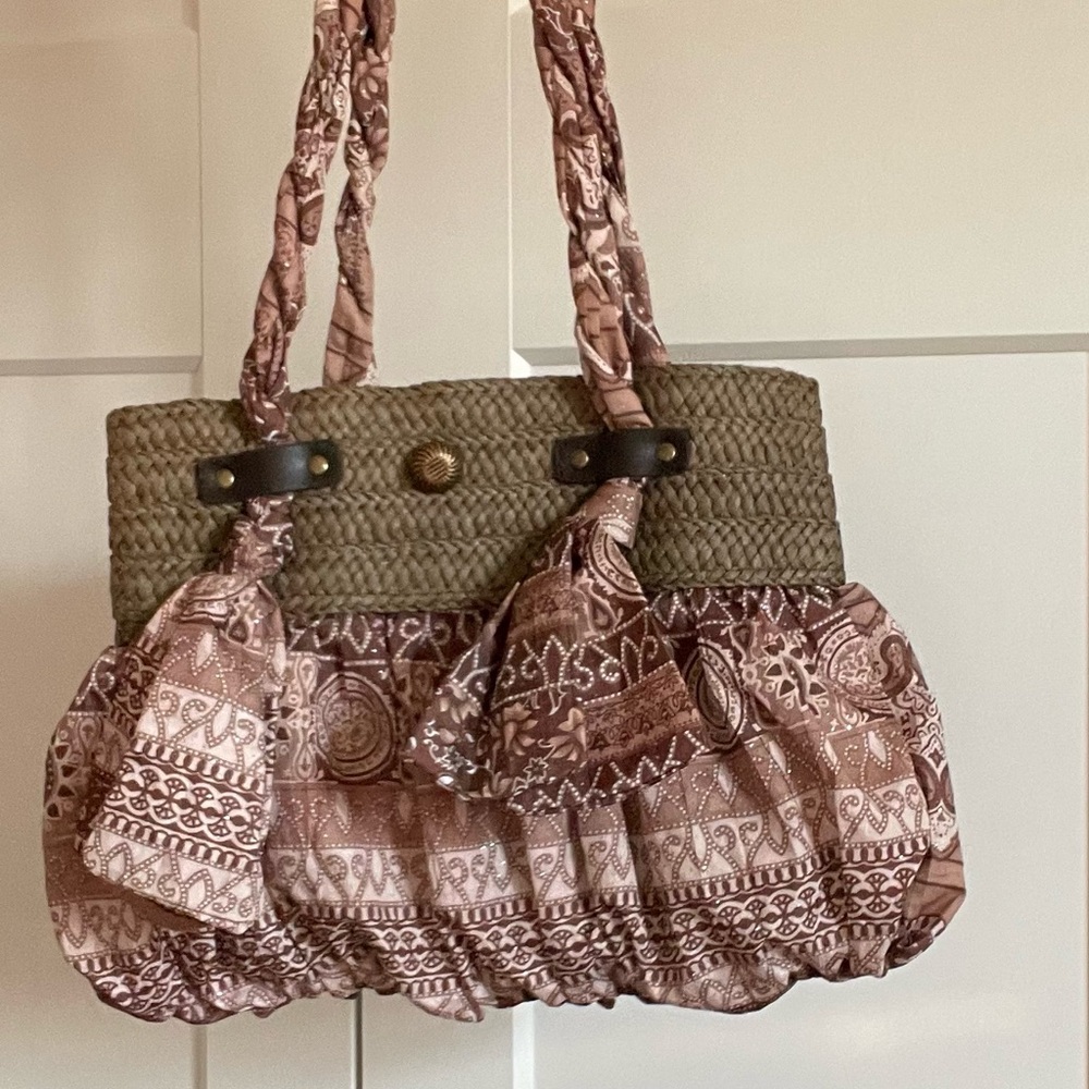 Brown Shoulder Bag with Textured Design